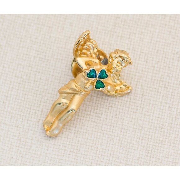 Angel Pin, Lucky Pin, Clover Pin, Four Leaf Clover Pin, Luck Pin - R1 - Picture 2 of 3